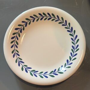 Vintage furio Italian salad plates 8” leaf design green and blue set of 2